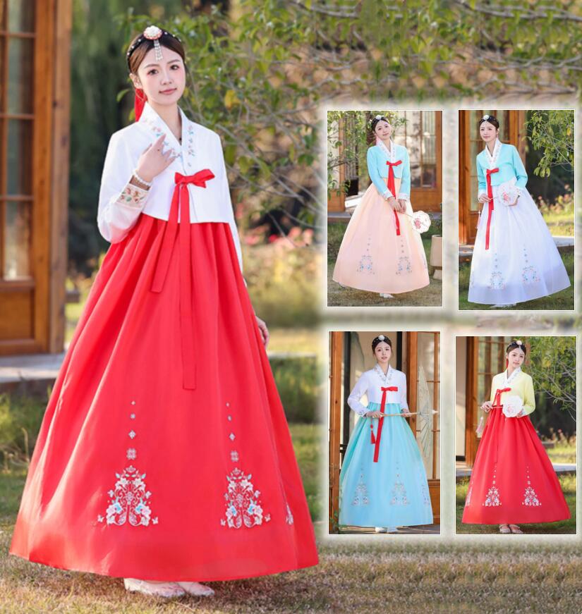 チマチョゴリ 大人 韓服 朝鮮族 衣装 女性 韓国服 ロング 韓流チュールドレス 精巧な刺繍花柄 韓国宮廷風衣装 コスプレ イベント ハロウィン コスプレ衣装 韓服 学園祭 文化祭 撮影衣装