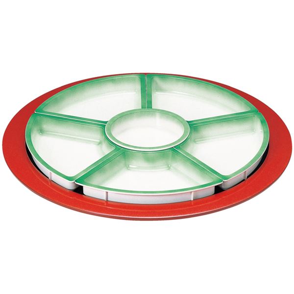 尺7 回転盛皿/和食器 (グリーンぼかし仕切付 A M) 直径525×80mm 日本製 (和食 レストラン 居酒屋 店舗 お店)