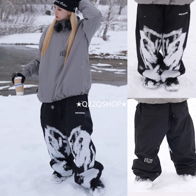 スノーボードウェア 2024 2025 単品 パンツ メンズ レディース ゆったり ズボン スラック 黒白 カッコイイ ウィンタースポーツ スキーウェア スノボウェア スノーウェア 防水防寒着 韓国風