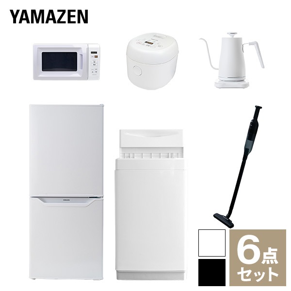 【新生活応援セット】 家電セット 一人暮らし 新生活家電 6点セット 新品 (6kg洗濯機 106L冷蔵庫 電子レンジ 炊飯器 温調ケトル 軽量クリーナー)