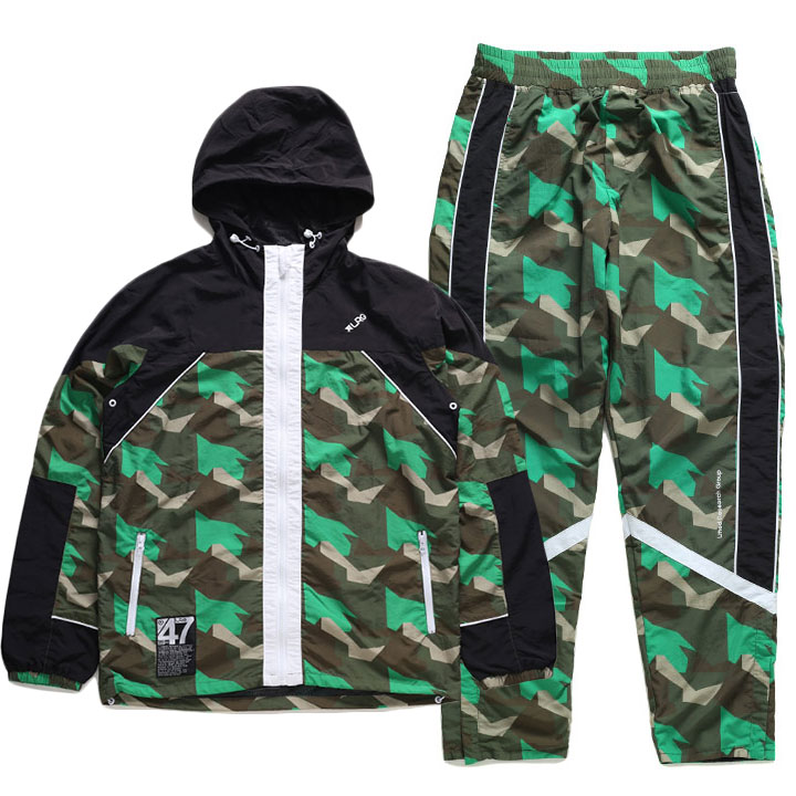 LRG アウター セットアップ フーディ パーカー ナイロン 上下セット 長袖 メンズ 緑 グリーン L-4XL 大きいサイズ エルアールジー ウインドブレイカー