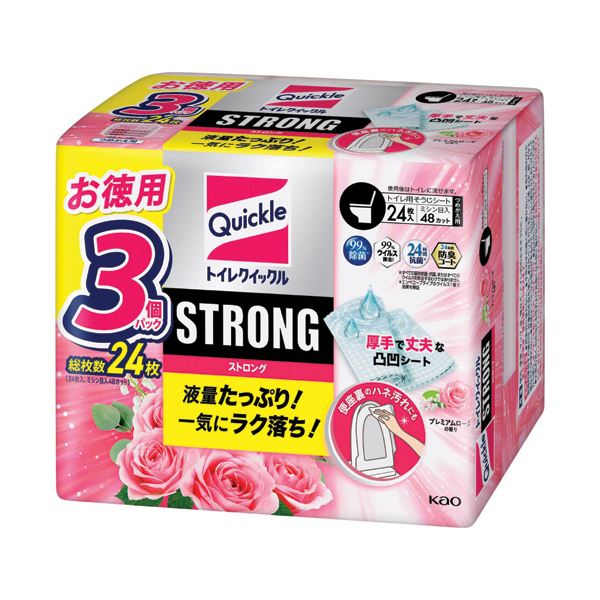 （まとめ） 花王トイレクイックル STRONG プレミアムローズの香り つめかえ用 1パック（24枚） [x5セット]