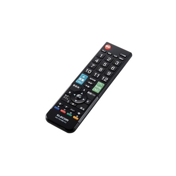 （まとめ）エレコム かんたんTVリモコン/12メーカー対応/Mサイズ/ブラック ERC-TV01MBK-MU(×2セット)
