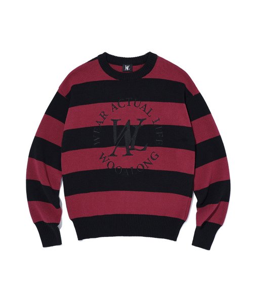 ★新春福袋2021★ Flor logo striped knitwear - BLACK&RED ニット・セーター
