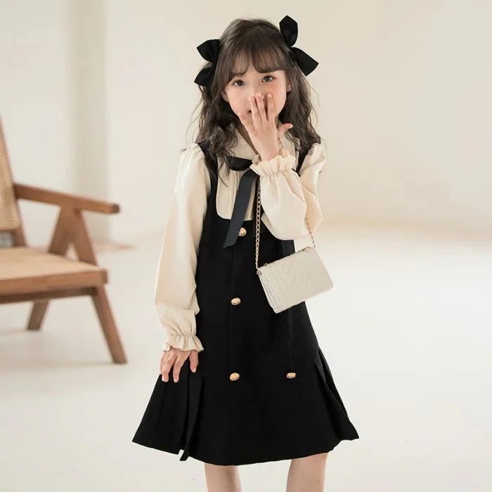 子供服 女の子 ワンピース ドレス サロペット スカート 長袖 重ね着風 リボン キッズ ガールズ チュニック フォーマル 女児 110170 発表会 結婚式 入園式 入学式 卒業式 可愛い 6,121円
