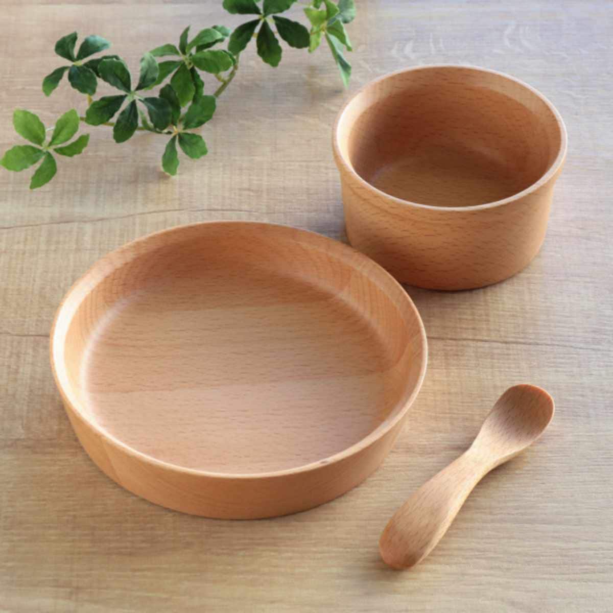 子供用食器 3点セット GRANDek EARTH 木製 天然木 ビーチ ギフトセット 籐芸 TOUGEI 食器セット 子供用 ベビー 木 お食い初め 食器 セット 皿 スプーン 割れにくい