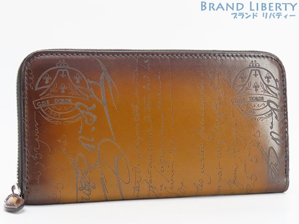 未使用ベルルッティイタウバネオカリグラフィラウンドファスナー長財布ダークブラウンヴェネチアカーフレザー