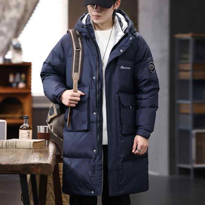 秋冬 コーデ メンズ 服 シンプル ファッション オシャレ 大人 かっこいい 大きいサイズ ストリート 紳士服 ミドル丈 フード付き ダウン ジャケット 90 ダック 暖かい アウトドア