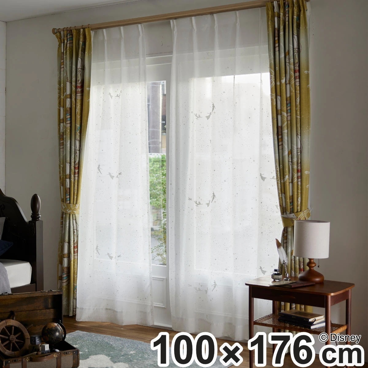 レースカーテン PETER PAN/Fly in the sky voile フライインザスカイ ピーターパン 100x176cm カーテン レース 既製品 1枚 ディズニー ウォッシャブル