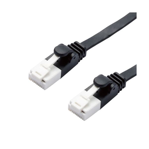 （まとめ） エレコム LANケーブル／CAT6A／爪折れ防止／フラット／1m／ブラック LD-GFAT／BK10 (×5セット)