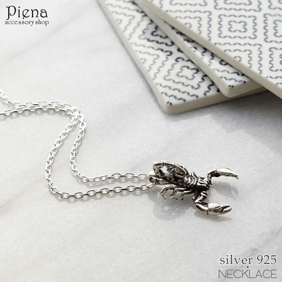 ペンダント ネックレス メンズ さそり 蠍 シルバー925 スコーピオン 銀製品 燻し加工 シンプル