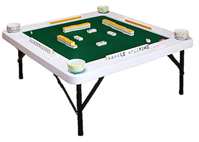 他サイト： 高さ2段階調節できる麻雀テーブル 88x88x38/71cm ホワイト インテリア 座卓 ダイニングテーブル マージャン 雀卓 コンパクト収納 牌が見やすい 起毛マット ドリンクホルダー付の商品画像