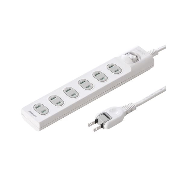 (まとめ)サンワサプライ 火災予防安全タップ TAP-TSH610SWN(×2セット)