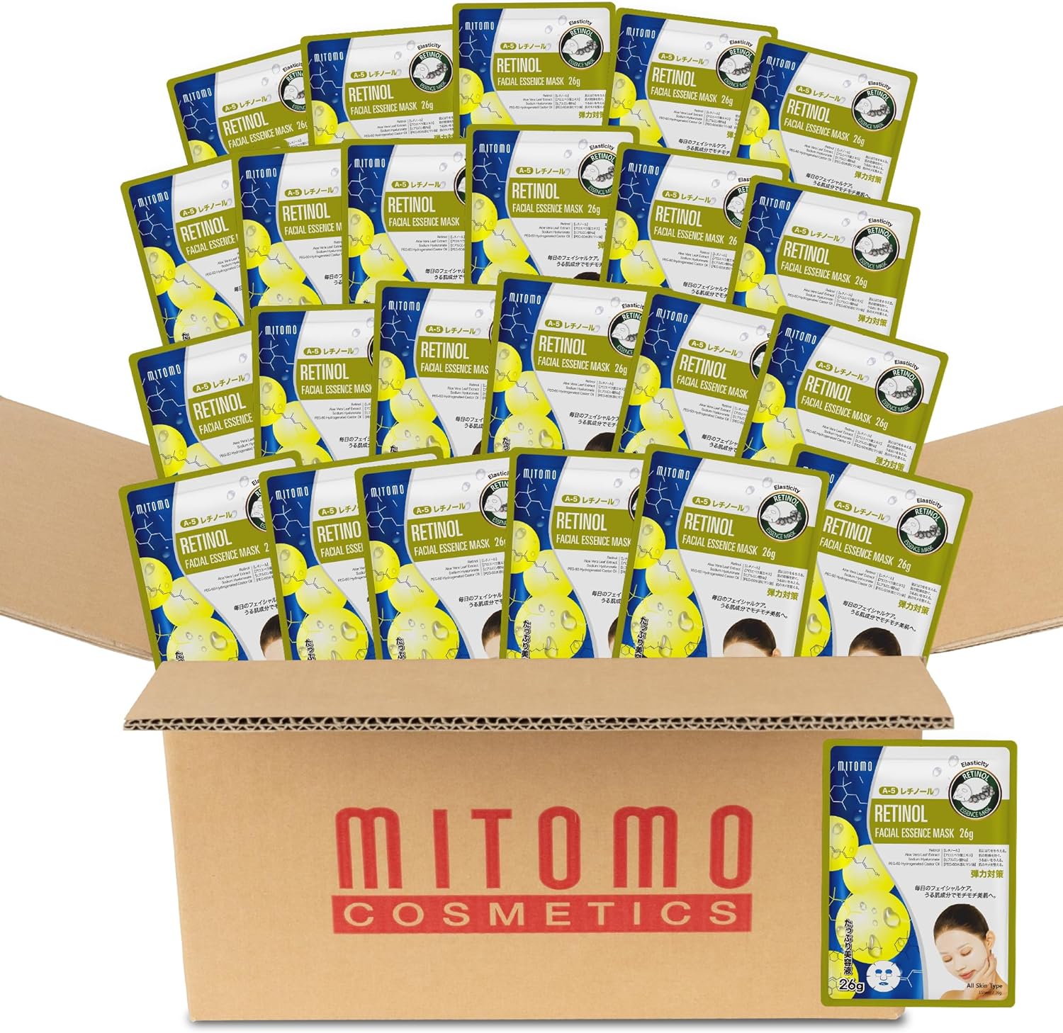 日本製 レチノール 弾力 美容シートマスク/800枚x1セット＝800枚/美容マスクパック/スキンケア 潤いマスクパック[MTSS00516-A-5x080]