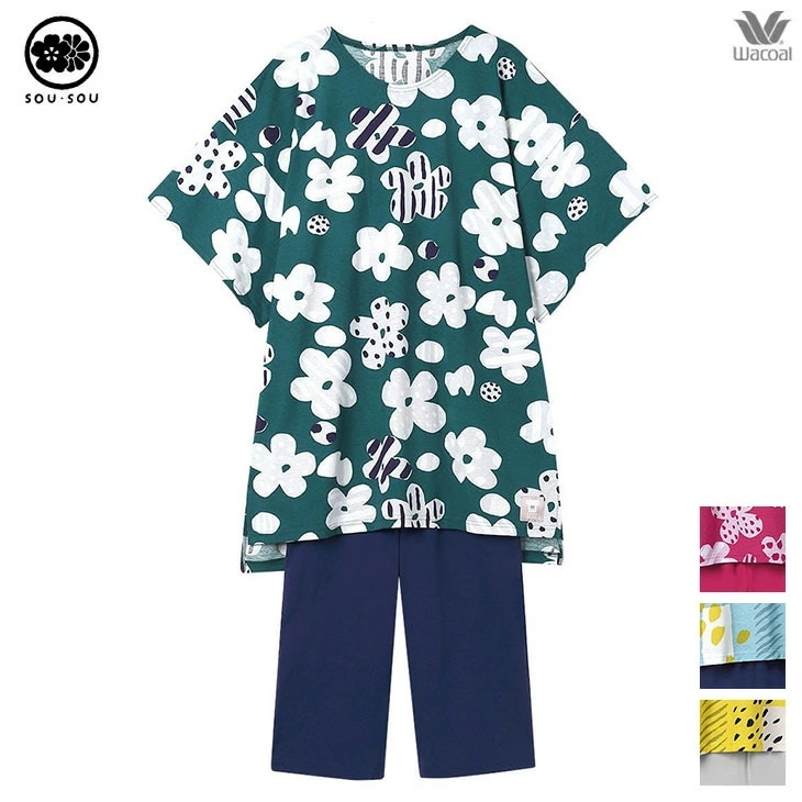 ワコール wacoal SOUSOU ソウソウ パジャマ ルームウェア ナイトウェア 寝間着 部屋着 レディース 半袖 和柄 春夏 RDT202