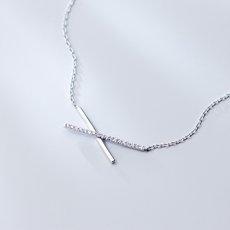 ネックレス s銀　ネックレス シンプル　クロス　線　ファッションLXL02