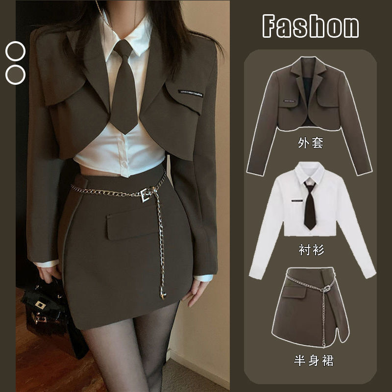 制服スーツワンピース学院風の新しい気品スーツジャケットサテンシャツバッグヒップスカートスーツ女性 脚魅せミニスカート 涼しく楽ちんセットアップ ブレザー コスプレ女子高生