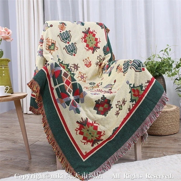 【即納】10cm×180cm ボヘミアン 毛布 ニット ブランケット 掛け毛布 大判 かわいい ひざ掛け プレゼント 通年使用 北欧風 ソファカバー おしゃれ 長方形 コットン ベッド ソファー マル