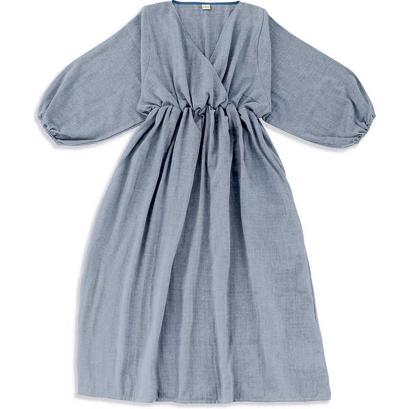 タオル美術館　リナ ガーゼカシュクールパフスリーワンピース ネイビー cococi beauty