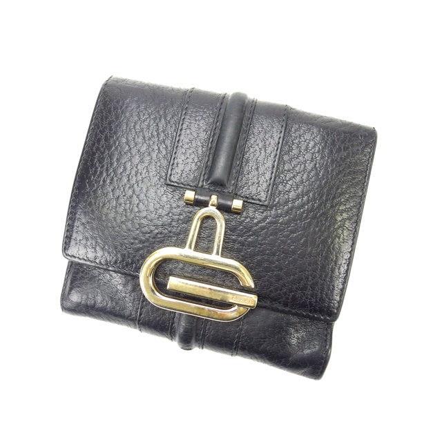 二つ折り財布 ブラック×ゴールド レディース 中古