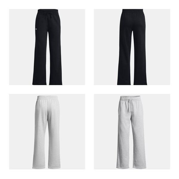 1381847 ブラック グレー 女性 UA ライバル フリース ストレート レッグ パンツ 裏起毛 ワイドパンツ 長ズボン