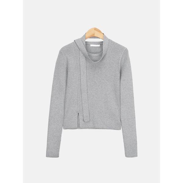 女性冬フレンチタイ高品質スリムフィットスリットリブニットLSLOT008_P412706635