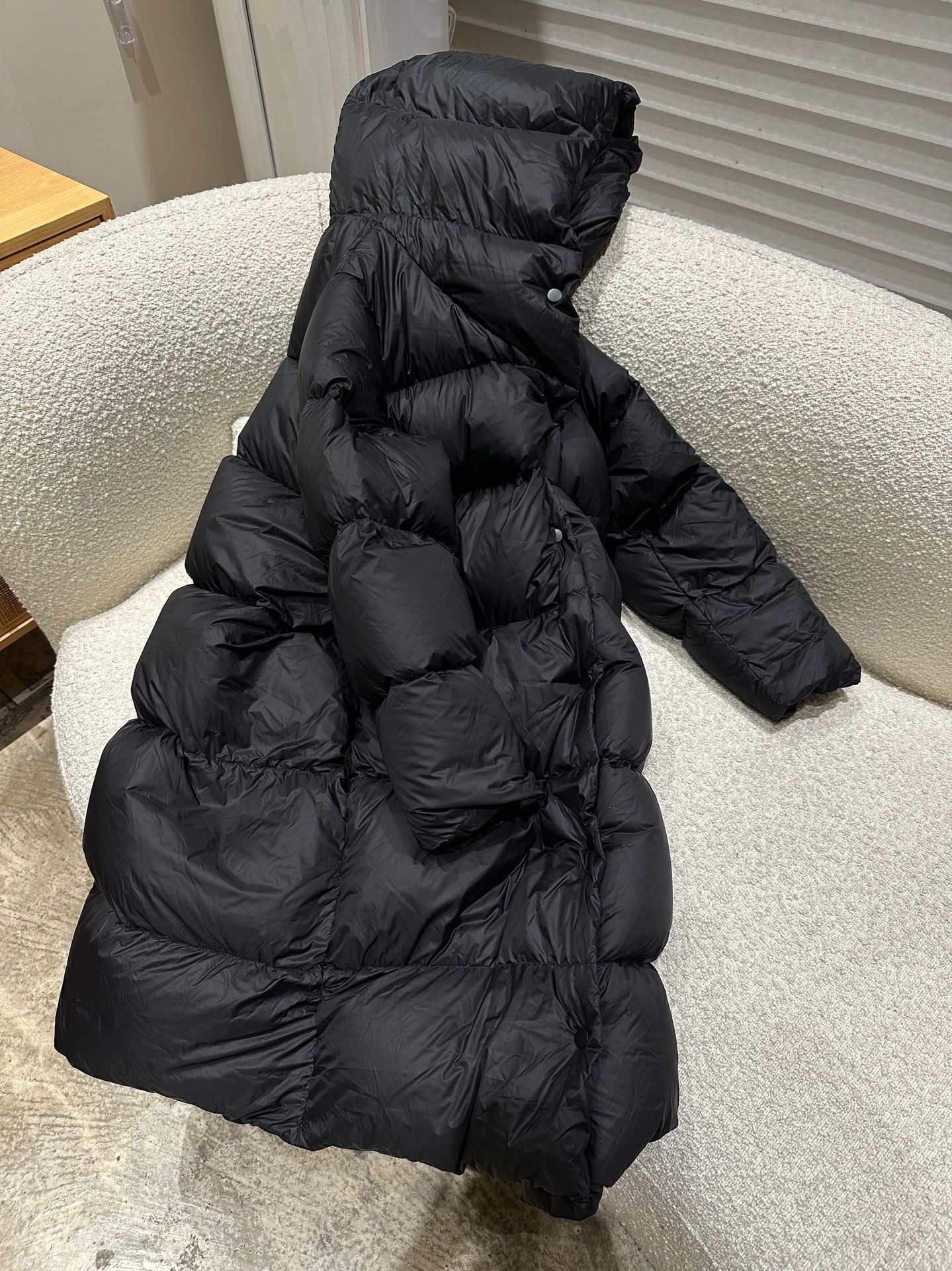 vog-秋冬 フード付き パフィーロングダウンジャケット レディース 90% 白ガチョウダウン 加厚保暖