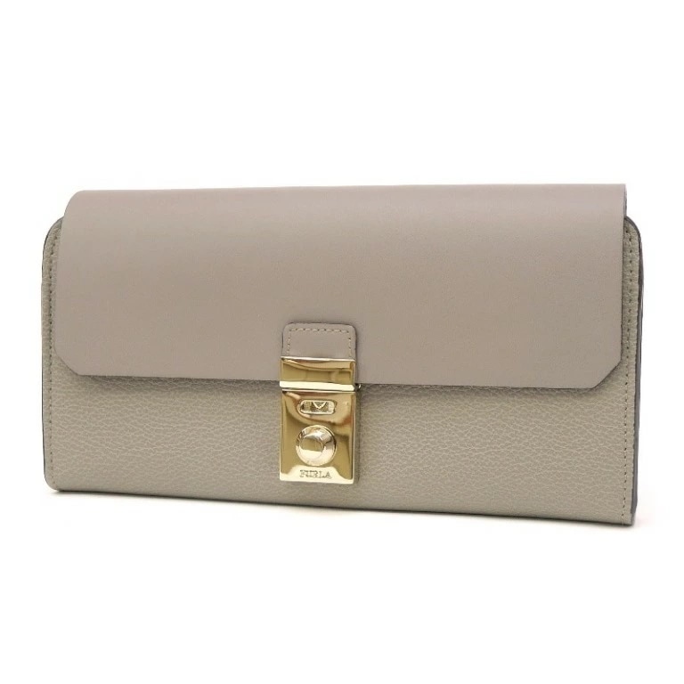 フルラ FURLA 長財布 グレー カーフレザー 【中古】(67808)
