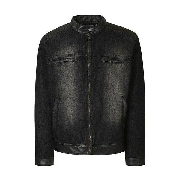【メンズ】レザーパッチバイカーデニムジャケット（B255DJ300P1）(P003809175)