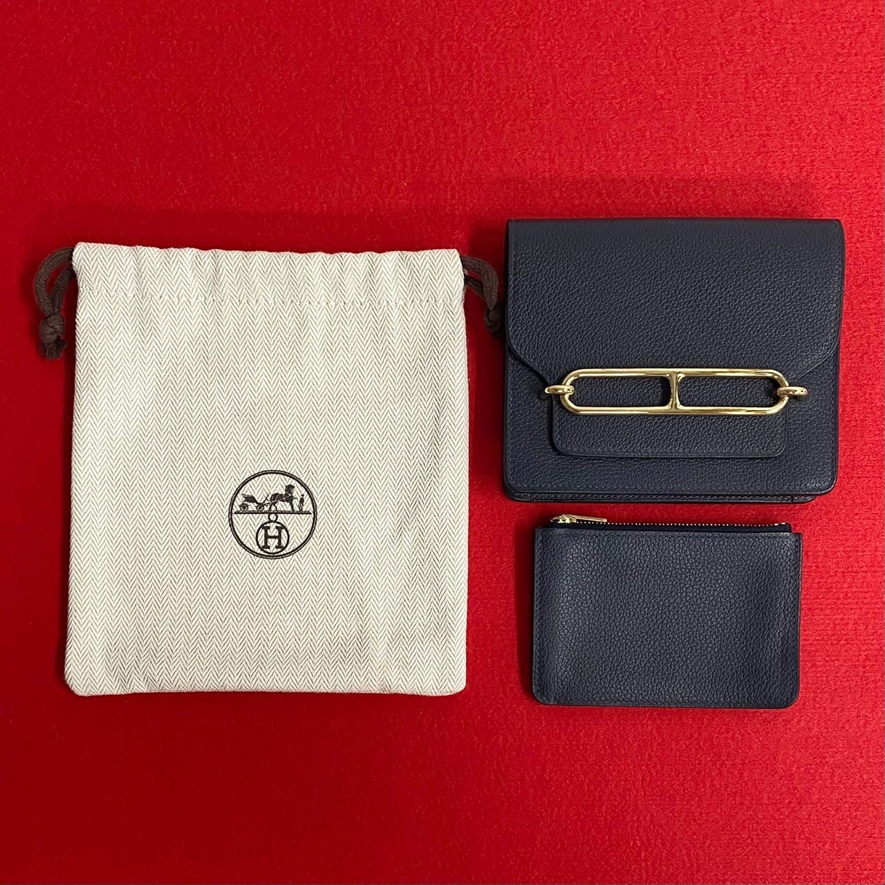 ロウリス ルリ スリム二つ折り財布 レザー ネイビー 18438