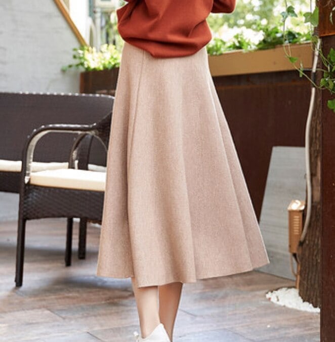 スカート レディース ミモレ丈 秋 冬 フレア デート かわいい 大人可愛い きれいめ シンプル カジュアル 大人 上品 おしゃれ お洒落 無地 普段使い お出かけピンク ブラウン グレー 3色展開