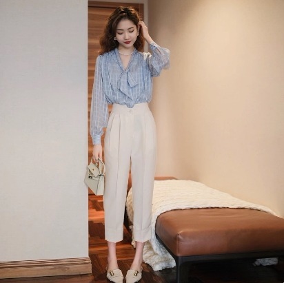 レディース トップス ボトムス ブラウス セット アンクル タイ リボン Vネック 大人可愛い きれいめ 上品 おしゃれ 主役級 存在感 都会的 春 夏 秋 10代 20代 30代 40代 ティーン
