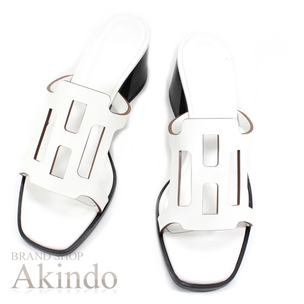 【新品】エルメス イジー サンダル レザー 白 ホワイト カーフ 36.5 サイズ HERMES レディース プレゼント ギフト ブランド