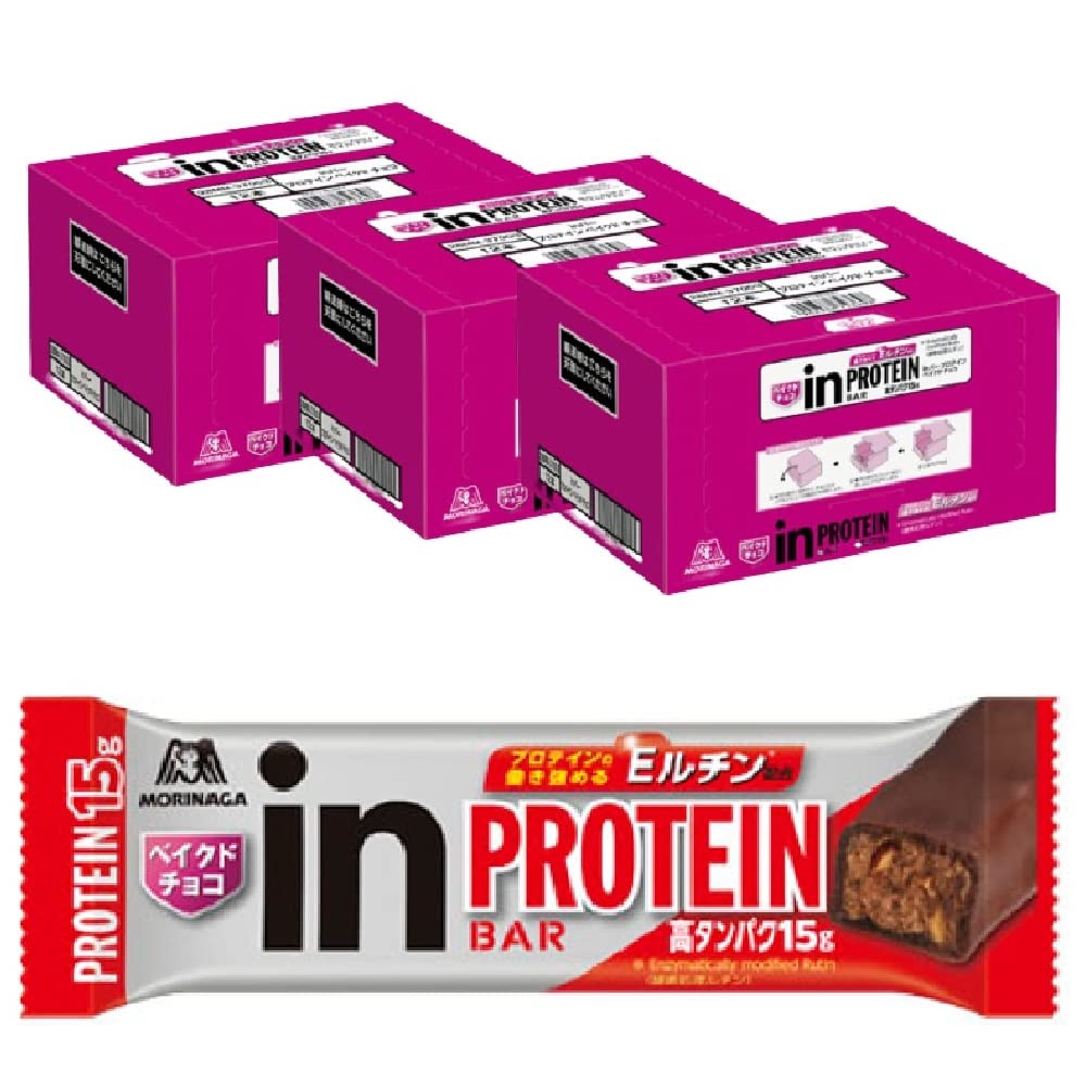 【36個セット】森永 inバー プロテイン ベイクドチョコ 12個入×3セット