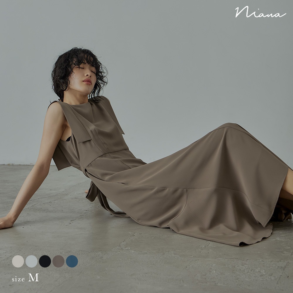 結婚式 ワンピース パーティードレス バックオープン バックリボン ロング丈 ノースリーブ オケージョン 1.5次会 春夏 秋冬 二次会 謝恩会 成人式 同窓会 女子会 お呼ばれ 入学式 卒業式