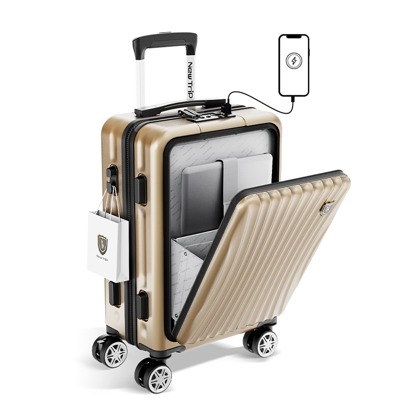 スーツケース 機内持ち込み フロントオープン ストッパー付き キャリーケース Sサイズ USBポート付き YKKファスナー TSAロック 静音 ダブルキャスター 軽量 1-3泊 40リットル