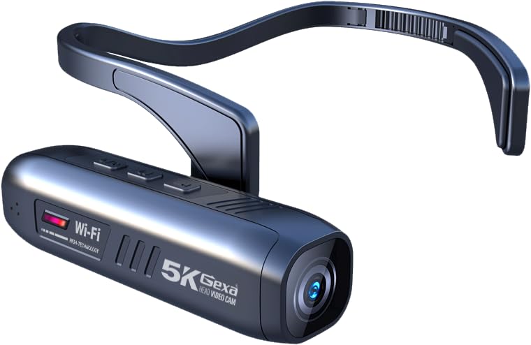 Gexa(ジイエクサ) 5K ウェアラブルカメラ ヘッドマウントカメラ ヘッドカメラ アクションカメラ 手ブレ補正 ハンズフリー 縦型動画撮影 Wi-Fi 512GB対応 GX-117
