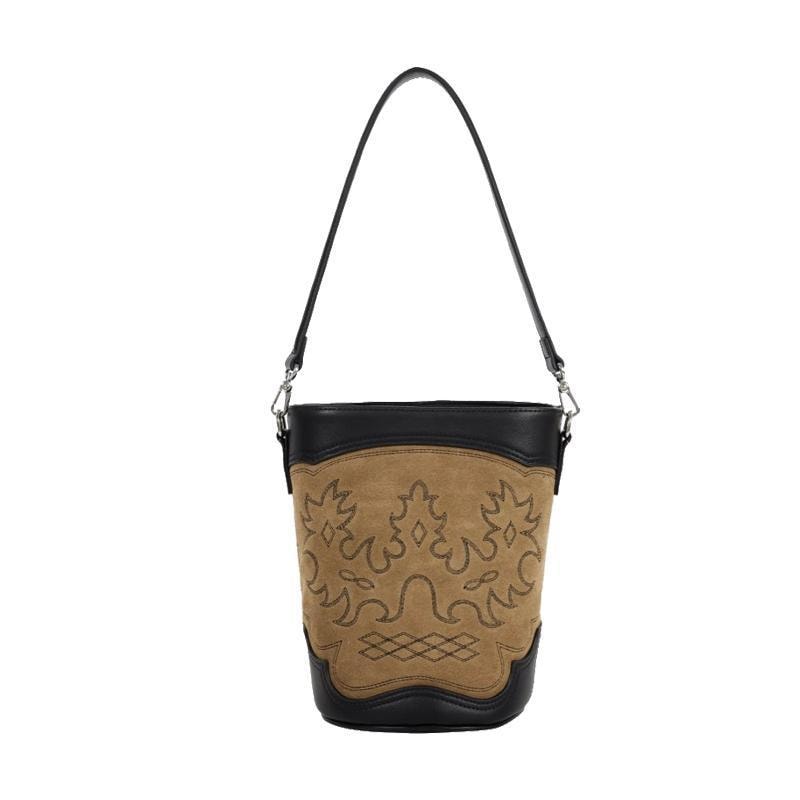 ショルダーバッグ レディース 冬 つや消し レトロ 韓国 PU 秋 女性 持ち手 肩掛け ベルト おしゃれ 刺繍 黒 茶 お出かけ 散歩 ショッピング