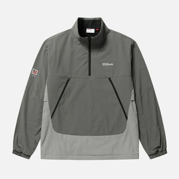 M 長袖Tシャツ LQC W243001GJA92-DKH オクタ裏地 ウーブン ハーフジップ