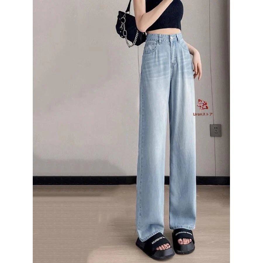 デニムワイドパンツ レディース デニムパンツ ストレートパンツ 薄手 ワイド デニム パンツ 接触冷感 涼しい ボトムス ロングパンツ ジーンズ 大きいサイズ ゆっ 5,239円