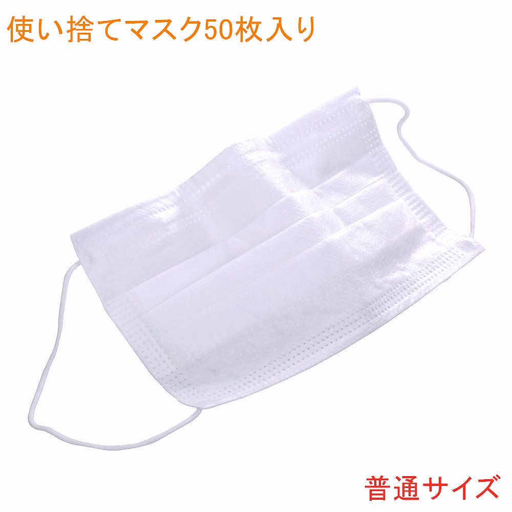 送料無料2500枚国内当日発送不織布 使い捨てマスク　ふつうサイズ 50枚入BFE99%カット　50点セット 26,000円