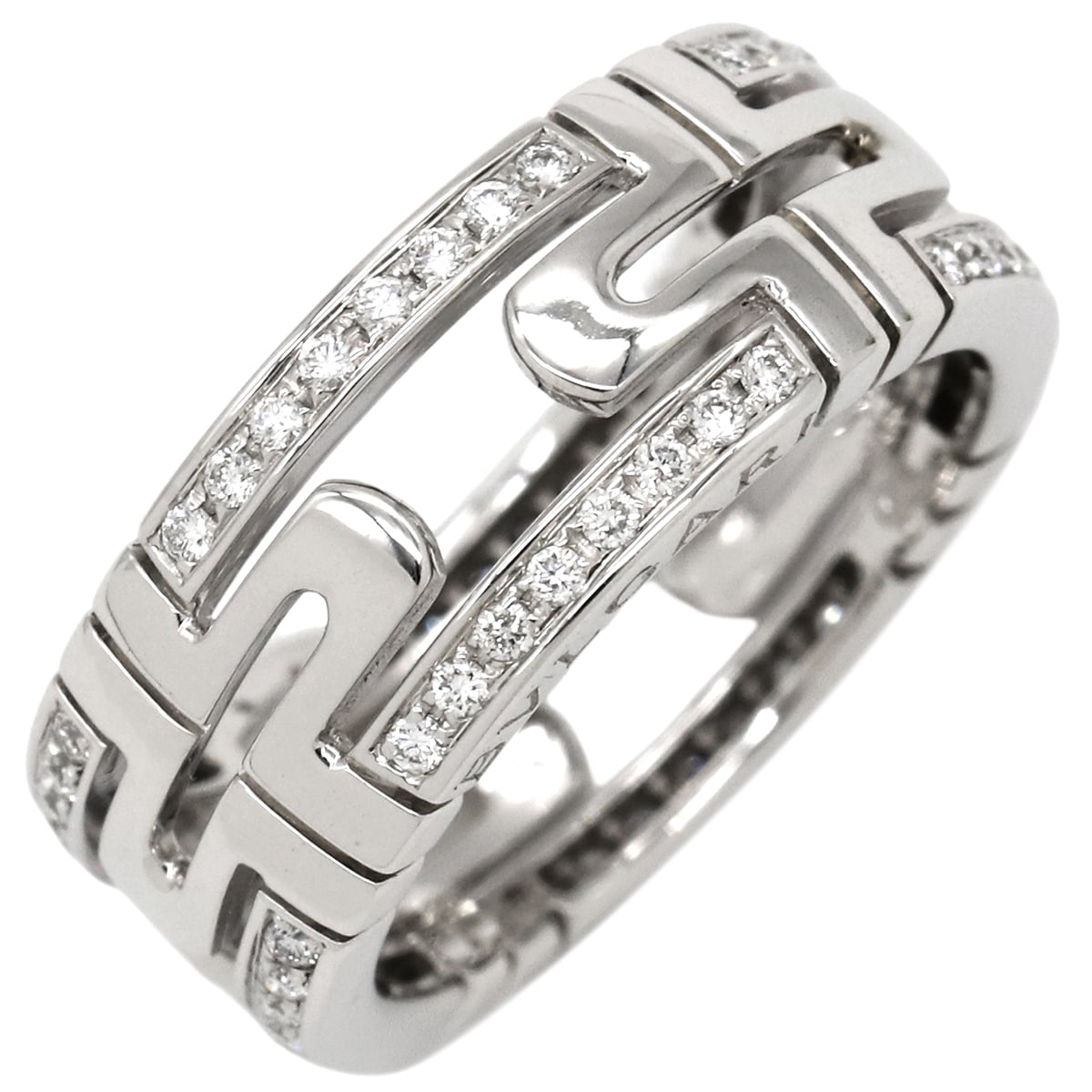 ブルガリ BVLGARI リング 指輪 オープン パレンテシ ダイヤリング K18WG ダイヤモンド ホワイトゴールド #51(JP11) 750 18K 18金 オープンワーク 11号 【箱】【中