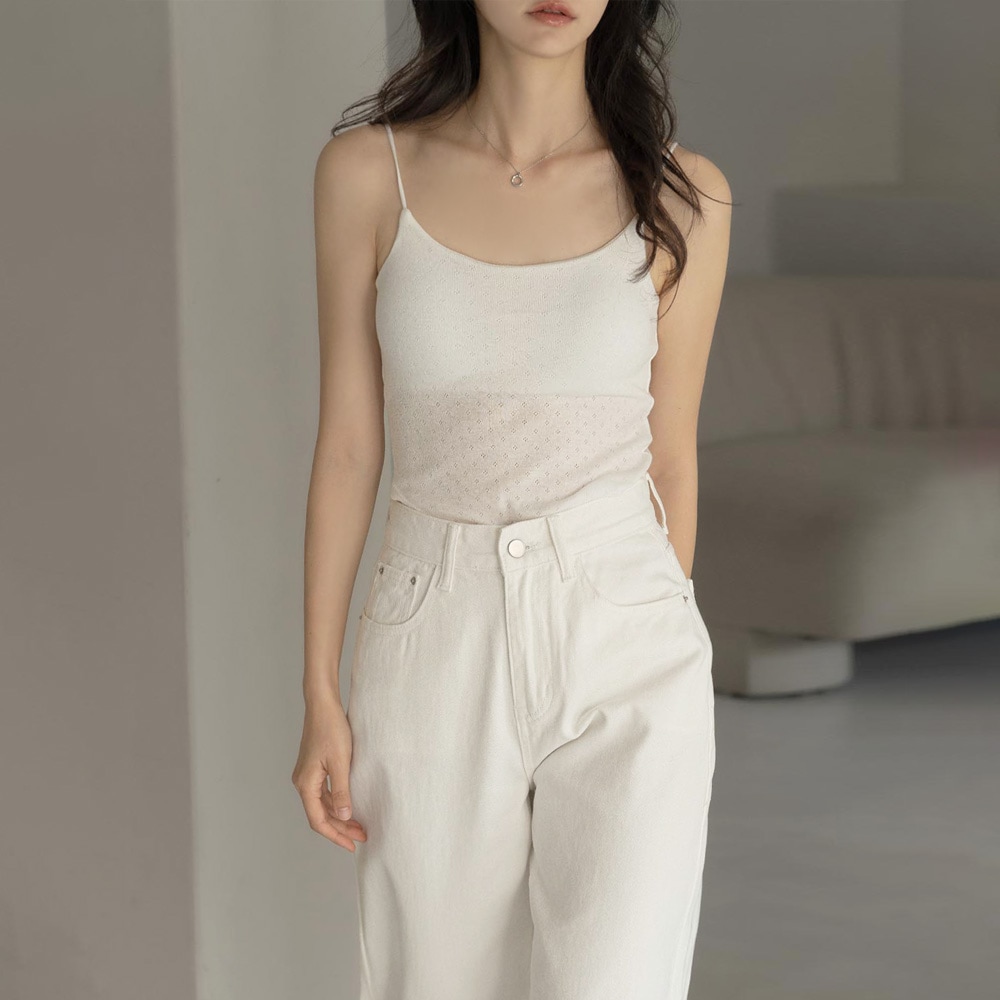 アロンディセミクロップパンチングキャップスリーブレス