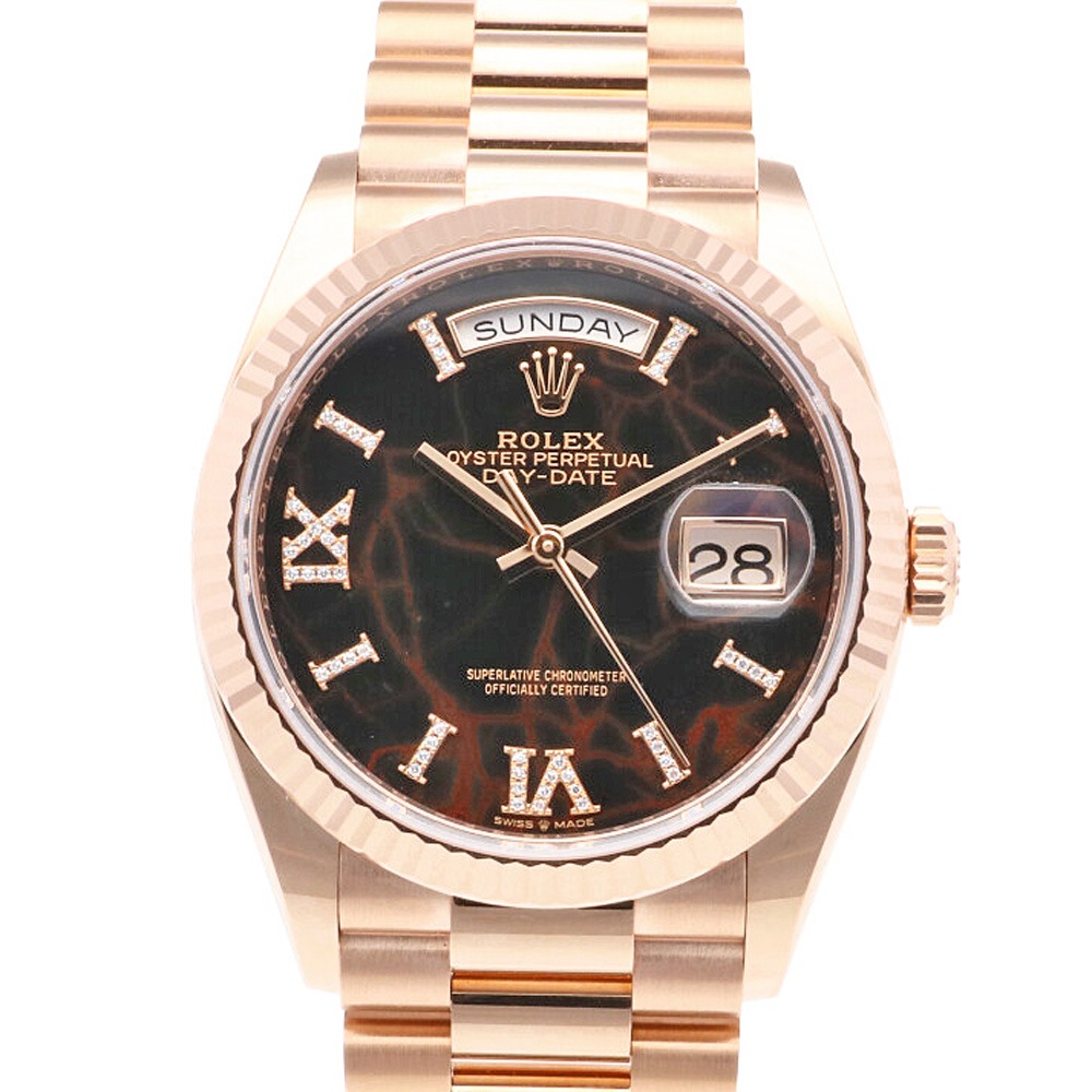 ロレックス デイデイト オイスターパーペチュアル 腕時計 18金 K18ピンクゴールド 128235 自動巻き 1年保証 ROLEX 中古 美品