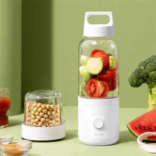 [韓国人気携帯ミキサー] ライフサム無線ミニミキサー 粉砕機 2in1 (LFS-HA47) ホワイト携帯用ミキサー