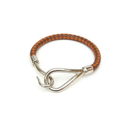 ｴﾙﾒｽ ﾌﾞﾚｽﾚｯﾄ ｼﾞｬﾝﾎﾞﾌﾞﾚｽ SV金具 ﾚｻﾞｰﾒｯｼｭ ｵﾚﾝｼﾞ ﾁｮｺﾌﾞﾗｳﾝ 【】(54080)