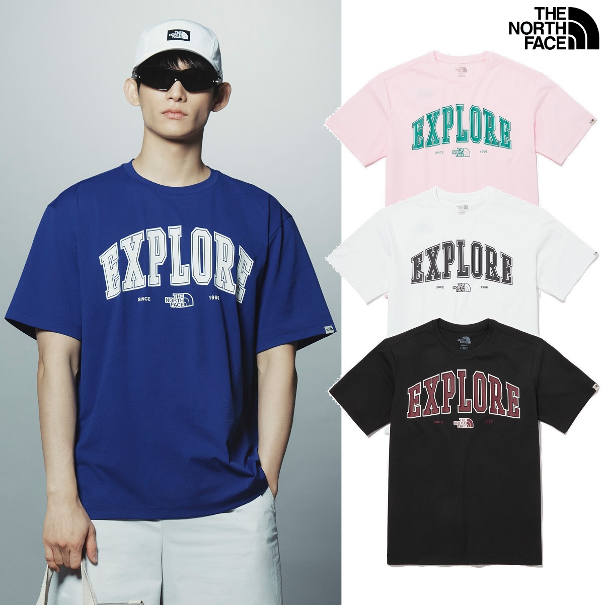 EXPLORER S/S R/TEE 4色 新商品 ノースフェイスTシャツ 韓国ファッション 韓国人気 男女共用 日常服 ストリートファッション 夏ファッション 学生ファッション カジュアル
