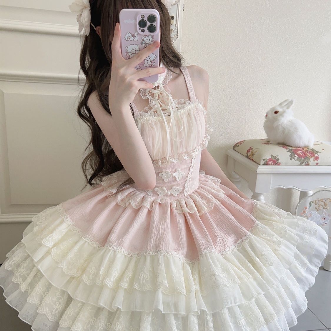 【急速発送】蝶の心のリボン中華バレエ風jskキャミソール女アイドル衣装 ロリータ