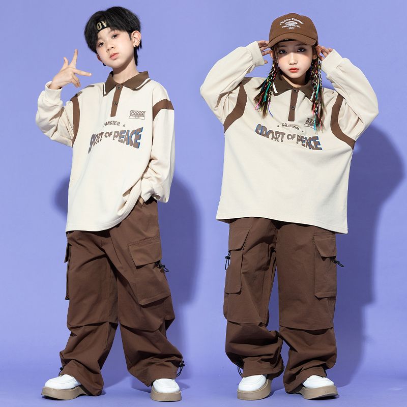 子供の街のダンスのファッション服の男の子のヒップホップの長袖のhiphopの出演服の女の子のジャズのダンスの服の子供のショーのスーツ