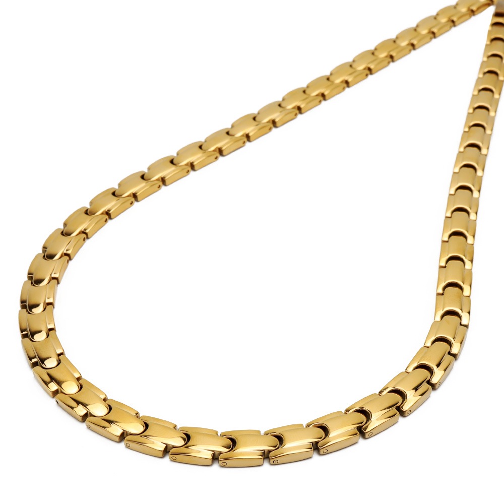 ステンレス ゴールド磁気ネックレス [n601]